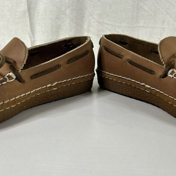 Cabelas Vintage Leather Camp Moccasin Mens 7.5 Slip on Loafers Brown Brazil main image 6